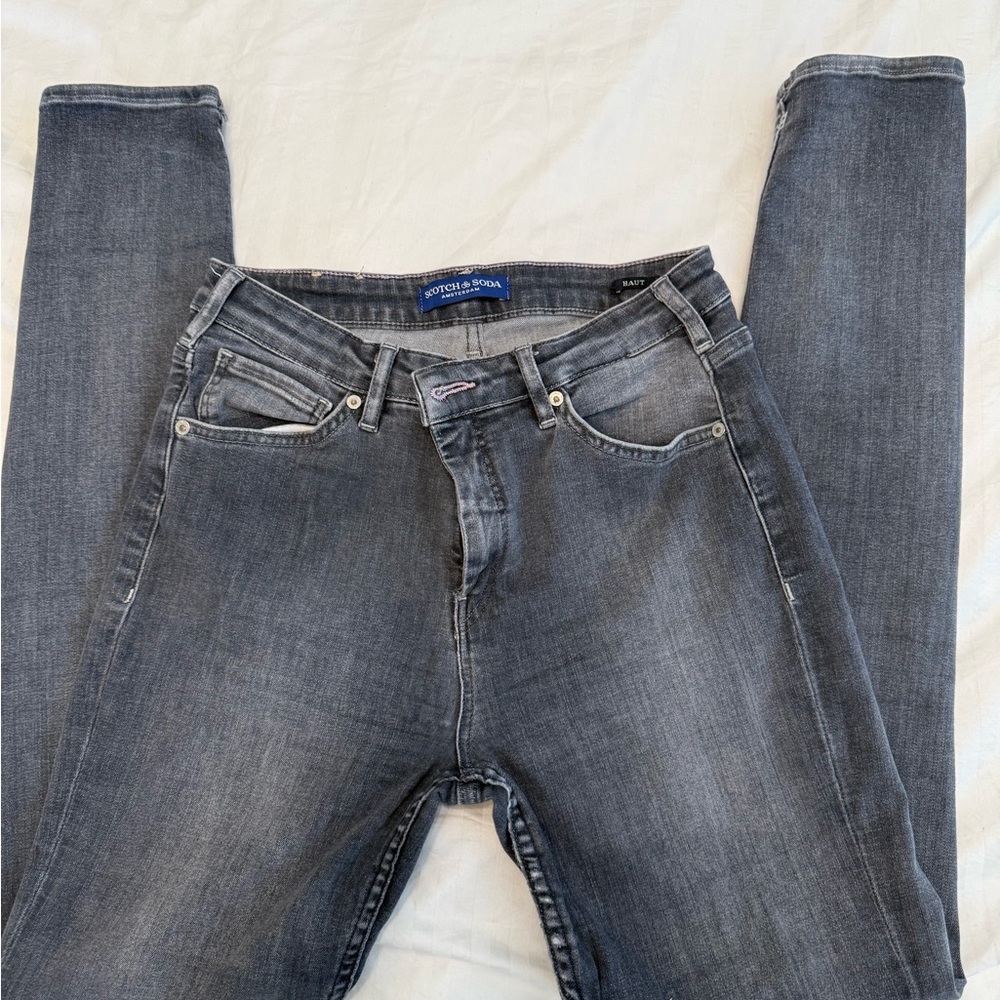 Scotch & Soda Gray Skinny Jeans with Worn Look